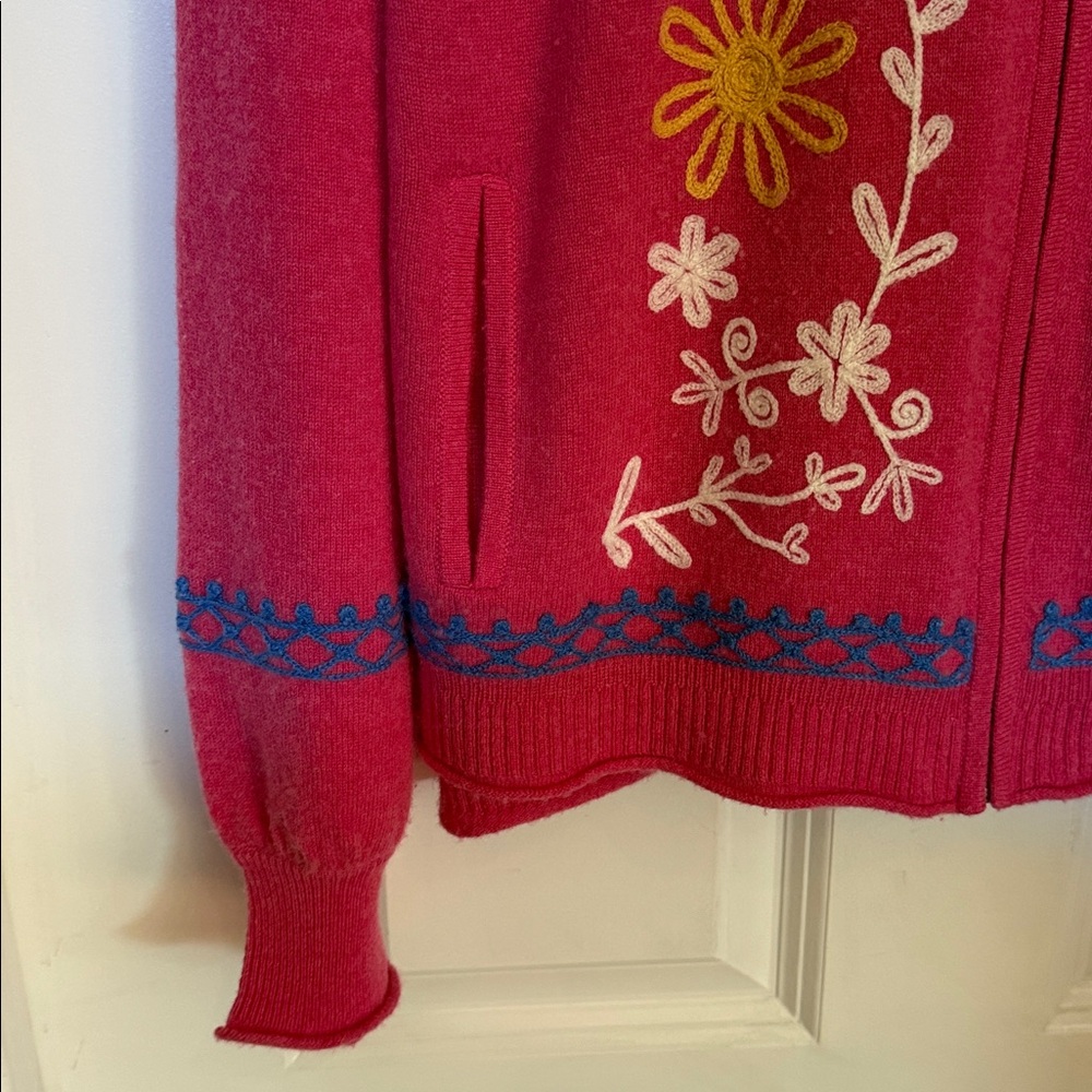 Johnny Was Pink Floral Embroidered Cardigan - Picture 3 of 6